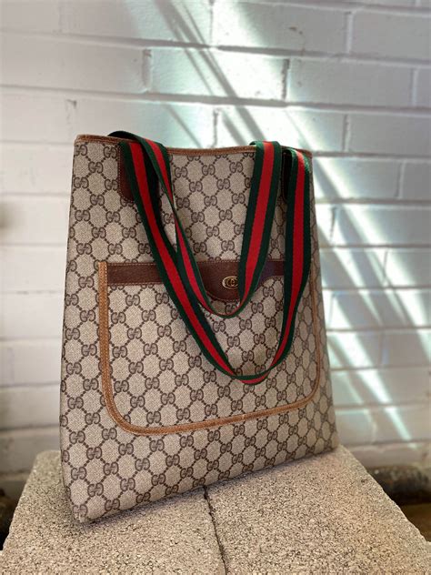 gucci vintage leather tote bag|gucci gg canvas tote bag.